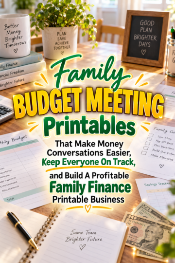 Family Budget Meeting Printables That Make Money Conversations Easier, Keep Everyone On Track, and Build A Profitable Family Finance Printable Business
