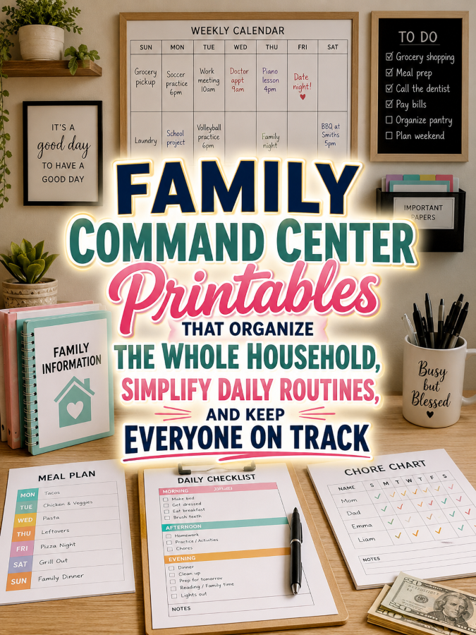 Family Command Center Printables That Organize the Whole Household, Simplify Daily Routines, and Keep Everyone on Track