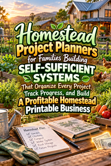 Homestead Project Planners for Families Building Self-Sufficient Systems That Organize Every Project, Track Progress, and Build A Profitable Homestead Printable Business