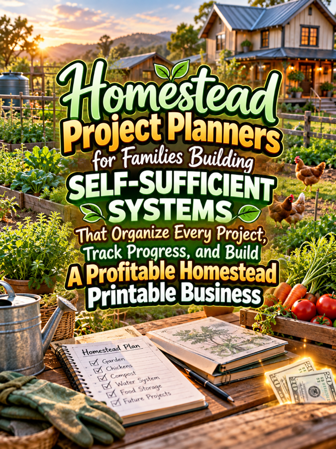 Homestead Project Planners for Families Building Self-Sufficient Systems That Organize Every Project, Track Progress, and Build A Profitable Homestead Printable Business