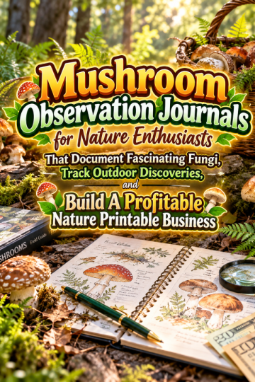 Mushroom Observation Journals for Nature Enthusiasts That Document Fascinating Fungi, Track Outdoor Discoveries, and Build A Profitable Nature Printable Business