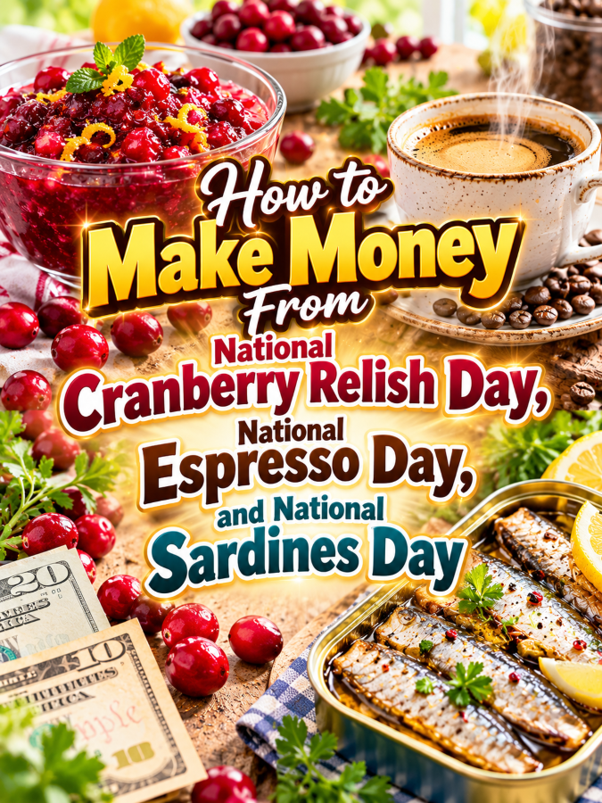How to Make Money From National Cranberry Relish Day, National Espresso Day, and National Sardines Day – Turn Three Unusual November Events Into Profitable Digital Products How to Make Money From National Cranberry Relish Day, National Espresso Day, and National Sardines Day – Turn Three Unusual November Events Into Profitable Digital Products
